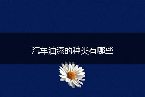 汽车油漆的种类有哪些